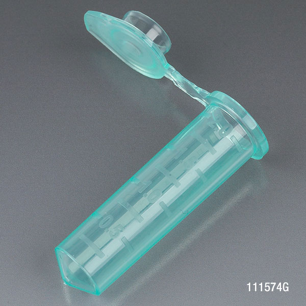 Globe Scientific Microcentrifuge Tube, 2.0mL, PP, Attached Snap Cap, Graduated, Green, Certified: Rnase, Dnase and Pyrogen Free, 500/Stand Up Zip Lock Bag Microcentrifuge Tube; Microtube; Eppendorf Tube; Micro CT; 2.0mL; Centrifuge Tube; Green;